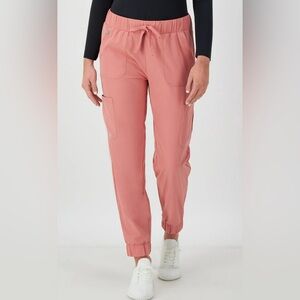Women's medium Hanes rose ranch pink Cargo jogger scrub pants